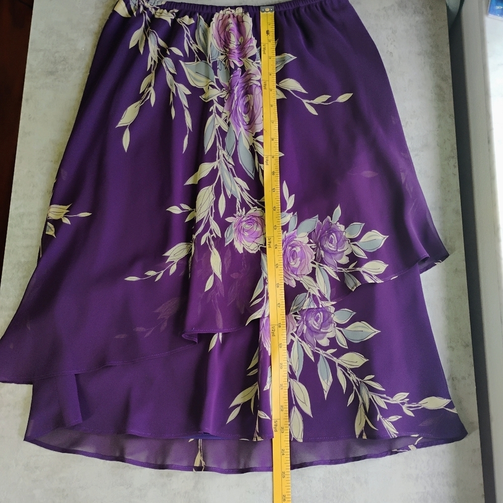 Coldwater Creek Y2K Tiered Skirt Womens 8 Purple Floral Asymmetric‎ Festival - Picture 7 of 9